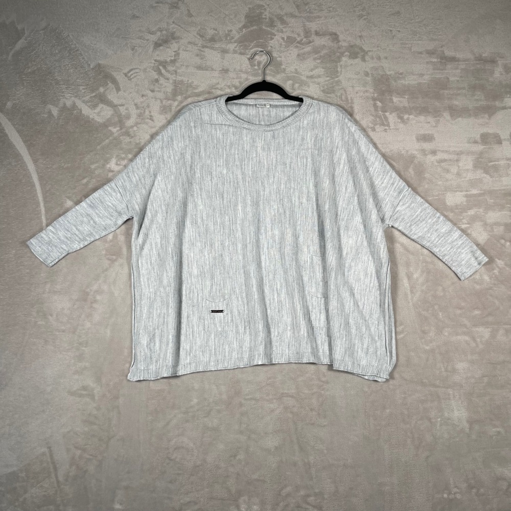 Mersea Women's Sweater Coastal Lagenlook Flowy Artsy Knit OS Gray
